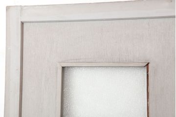 アンティーク建具　昭和中期　ダイヤガラス入り　フレンチシャビーにも合うペイントドア(木製扉)(R-044940)