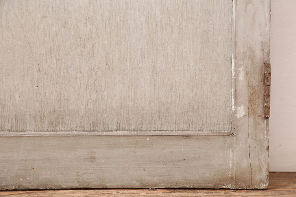 アンティーク建具　昭和中期　ダイヤガラス入り　フレンチシャビーにも合うペイントドア(木製扉)(R-044940)