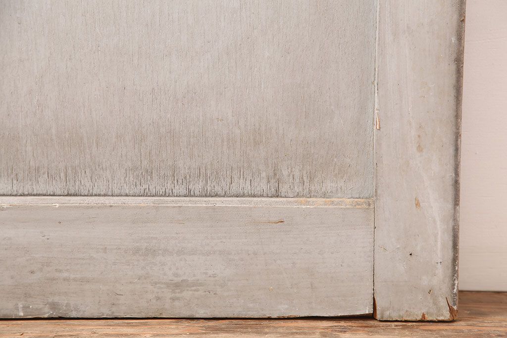 アンティーク建具　昭和中期　ダイヤガラス入り　フレンチシャビーにも合うペイントドア(木製扉)(R-044940)