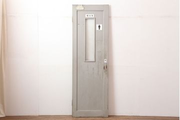アンティーク建具　昭和中期　レトロなダイヤガラス入りのペイントドア(木製扉)(R-044944)