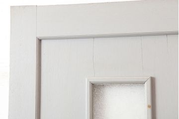 アンティーク建具　昭和中期　レトロなダイヤガラス入りのペイントドア(木製扉)(R-044944)