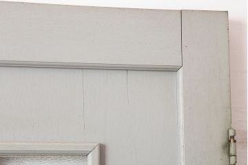 アンティーク建具　昭和中期　レトロなダイヤガラス入りのペイントドア(木製扉)(R-044944)