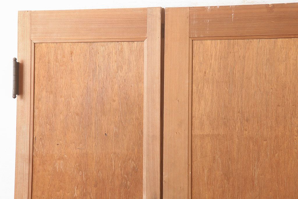 ヴィンテージ建具　昭和中期　シンプルで取り入れやすい両開き親子ドア2枚(1対)セット　(R-044946)