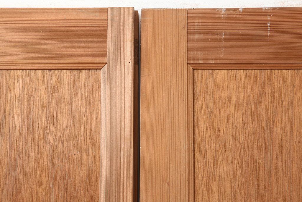 ヴィンテージ建具　昭和中期　シンプルで取り入れやすい両開き親子ドア2枚(1対)セット　(R-044946)