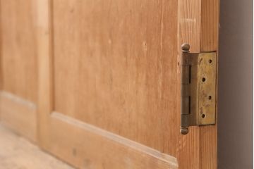 ヴィンテージ建具　昭和中期　シンプルで取り入れやすい両開き親子ドア2枚(1対)セット　(R-044946)