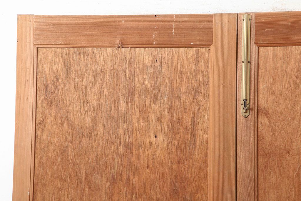 ヴィンテージ建具　昭和中期　シンプルで取り入れやすい両開き親子ドア2枚(1対)セット　(R-044946)