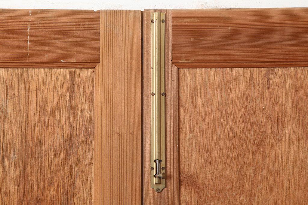 ヴィンテージ建具　昭和中期　シンプルで取り入れやすい両開き親子ドア2枚(1対)セット　(R-044946)