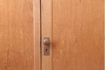 アンティーク建具　昭和中期　両開き　大正ロマン風に仕上がる親子ドア(木製扉)(R-044946)