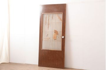 レトロ建具　昭和レトロ　和の風情が感じられる組子入りの木製ドア(ガラス扉)(R-044949)