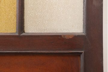 アンティーク建具　大正ロマン　当時物色ガラス・ダイヤガラス　十字のデザインが目を引く木製ドア(ガラス扉)(R-044950)