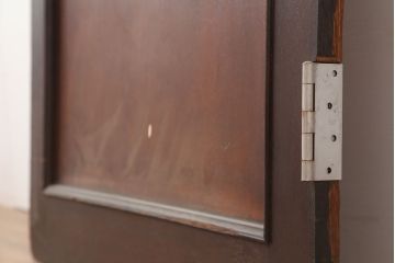 アンティーク建具　大正ロマン　当時物色ガラス・ダイヤガラス　十字のデザインが目を引く木製ドア(ガラス扉)(R-044950)