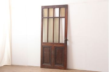 アンティーク建具　昭和初期　総ヒノキ材　上手物!凛とした佇まいが魅力の木製ドア(ガラス扉)(R-044951)