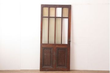 アンティーク建具　昭和初期　総ヒノキ材　上手物!凛とした佇まいが魅力の木製ドア(ガラス扉)(R-044951)