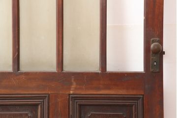 アンティーク建具　昭和初期　総ヒノキ材　上手物!凛とした佇まいが魅力の木製ドア(ガラス扉)(R-044951)