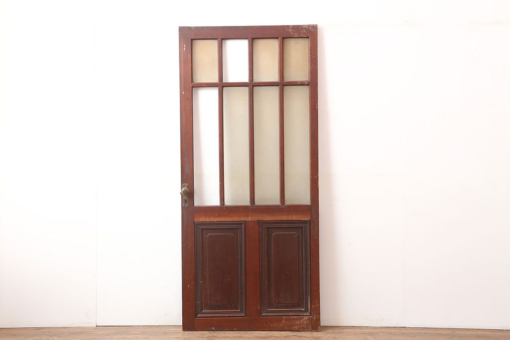 アンティーク建具　昭和初期　総ヒノキ材　上手物!凛とした佇まいが魅力の木製ドア(ガラス扉)(R-044951)