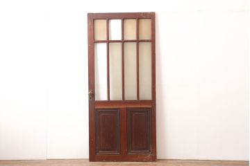 アンティーク建具　昭和初期　総ヒノキ材　上手物!凛とした佇まいが魅力の木製ドア(ガラス扉)(R-044951)