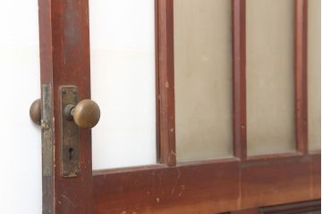 アンティーク建具　昭和初期　総ヒノキ材　上手物!凛とした佇まいが魅力の木製ドア(ガラス扉)(R-044951)