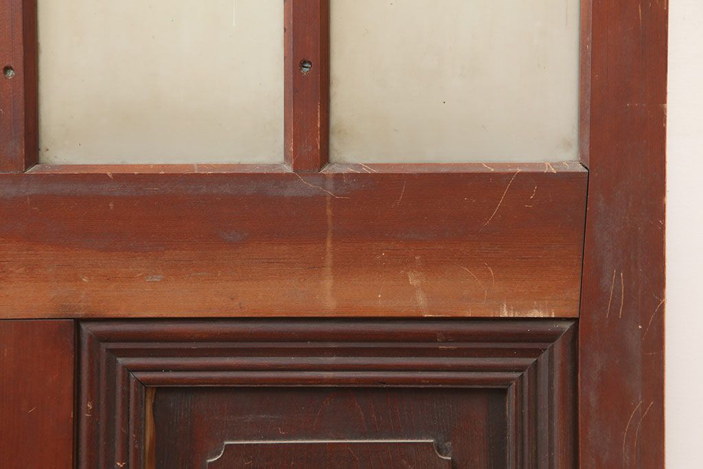 アンティーク建具　昭和初期　総ヒノキ材　上手物!凛とした佇まいが魅力の木製ドア(ガラス扉)(R-044951)