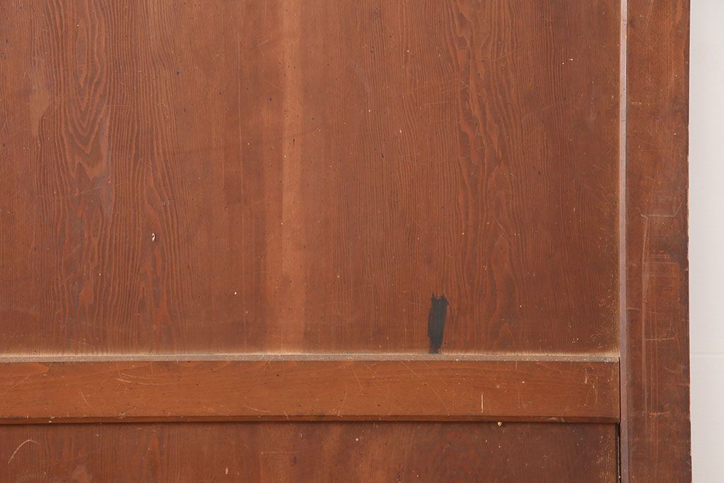 アンティーク建具　明治期　古い木の風合いが魅力のシンプルな板戸2枚セット(帯戸、引き戸)(R-044953)