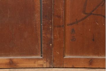 アンティーク建具　明治期　古い木の風合いが魅力のシンプルな板戸2枚セット(帯戸、引き戸)(R-044953)