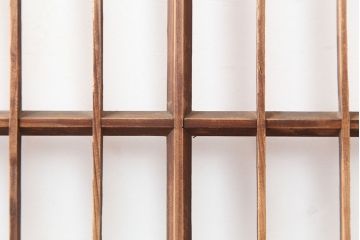 アンティーク建具　昭和初期　和モダンな雰囲気作りにおすすめのガラス障子戸4枚セット(引き戸)(R-044954)