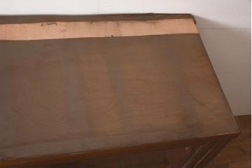 アンティーク家具　昭和初期　前面ケヤキ材　味のあるシンプルなつくりの重ねガラス戸棚(キャビネット、収納棚、本箱、食器棚)(R-044960)