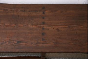 アンティーク家具　和製　大正期　前面ケヤキ材　脚付きリメイク　ダイヤガラス入り　漆塗りのローボード(テレビ台、収納棚)(R-044963)