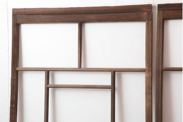 アンティーク建具　昭和初期　大正ロマンの空間におすすめのガラス戸2枚セット(引き戸)(R-044968)