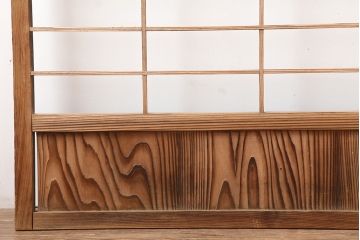 アンティーク建具　昭和初期　クリアガラス入り　落ち着きのある和を演出する障子戸2枚セット(引き戸)(R-044969)