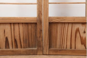 アンティーク建具　昭和初期　クリアガラス入り　落ち着きのある和を演出する障子戸2枚セット(引き戸)(R-044969)