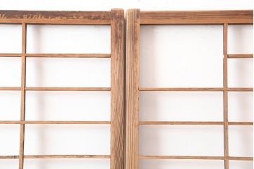 アンティーク建具　昭和初期　クリアガラス入り　落ち着きのある和を演出する障子戸3枚セット(引き戸)(R-044970)
