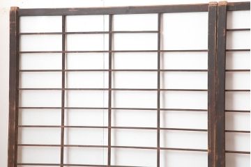 アンティーク建具　昭和初期　クリアガラス入り　落ち着きのある和を演出する障子戸3枚セット(引き戸)(R-044970)