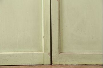 アンティーク建具　昭和中期　すりガラス入り　淡い色合いのペイントが素敵なガラス戸4枚セット(引き戸)(R-044971)