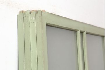 アンティーク建具　昭和中期　すりガラス入り　淡い色合いのペイントが素敵なガラス戸4枚セット(引き戸)(R-044971)