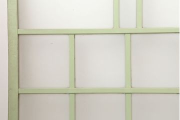 アンティーク建具　昭和中期　すりガラス入り　淡い色合いのペイントが素敵なガラス戸4枚セット(引き戸)(R-044971)