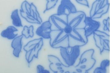 明治〜大正　青磁　印判　花蝶図　変形皿6枚セット(図変わり、在銘)(R-044974)