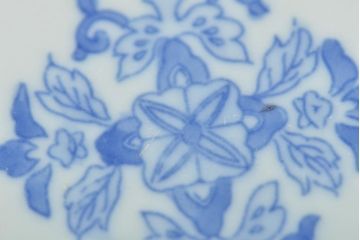 明治〜大正　青磁　印判　花蝶図　変形皿5枚セット(図変わり、在銘)(R-044976)