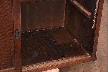 アンティーク家具　明治期　前面欅(ケヤキ)材　力強い杢目が目を引く戸棚(ローボード、テレビ台、テレビボード)(R-044978)