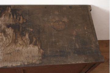 アンティーク家具　明治期　前面欅(ケヤキ)材　力強い杢目が目を引く戸棚(ローボード、テレビ台、テレビボード)(R-044978)