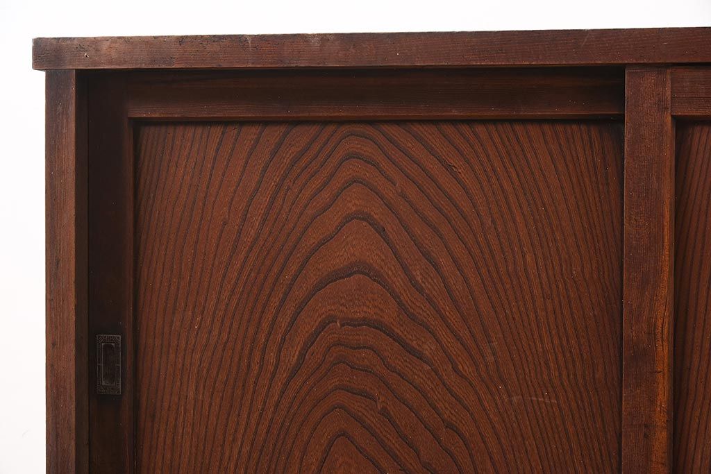 アンティーク家具　明治期　前面欅(ケヤキ)材　力強い杢目が目を引く戸棚(ローボード、テレビ台、テレビボード)(R-044978)
