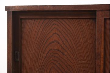 アンティーク家具　明治期　前面欅(ケヤキ)材　力強い杢目が目を引く戸棚(ローボード、テレビ台、テレビボード)(R-044978)