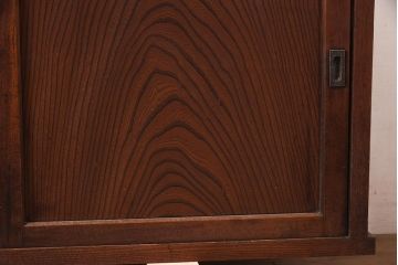 アンティーク家具　明治期　前面欅(ケヤキ)材　力強い杢目が目を引く戸棚(ローボード、テレビ台、テレビボード)(R-044978)