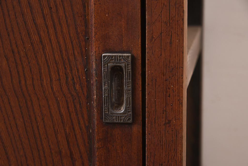 アンティーク家具　明治期　前面欅(ケヤキ)材　力強い杢目が目を引く戸棚(ローボード、テレビ台、テレビボード)(R-044978)