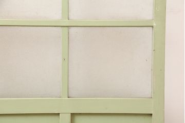 アンティーク建具　昭和中期　レトロガラス・すりガラス入り　淡い色合いのペイントが愛らしいガラス戸2枚セット(引き戸)(R-044984)