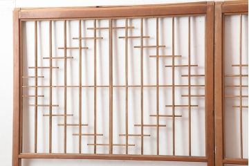 アンティーク建具　昭和中期　組子のデザインが目を引く障子戸2枚セット(引き戸)(R-044985)