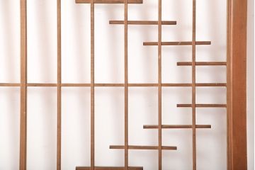 アンティーク建具　昭和中期　組子のデザインが目を引く障子戸2枚セット(引き戸)(R-044985)