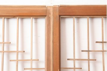 アンティーク建具　昭和中期　組子のデザインが目を引く障子戸2枚セット(引き戸)(R-044985)