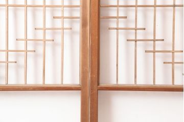 アンティーク建具　昭和中期　組子のデザインが目を引く障子戸2枚セット(引き戸)(R-044985)