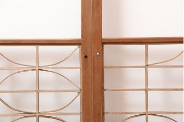 アンティーク建具　昭和中期　組子のデザインが目を引く障子戸2枚セット(引き戸)(R-044985)