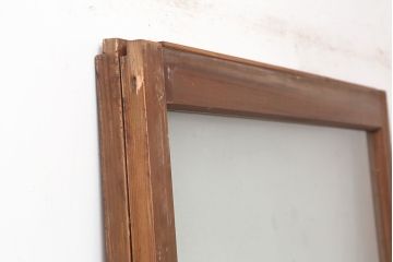 アンティーク建具　昭和中期　クリアガラス・銀モールガラス　レトロな雰囲気が素敵なガラス戸2枚セット(引き戸)(R-044986)